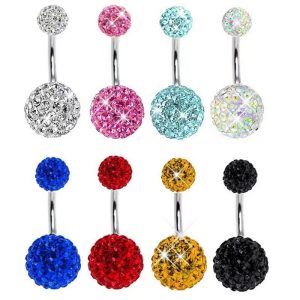 Explosive Mud Ball Shambhala Full Diamond Stainless Steel Titanium Steel Navel Ring Cute European American Wholesale Body Jewelry