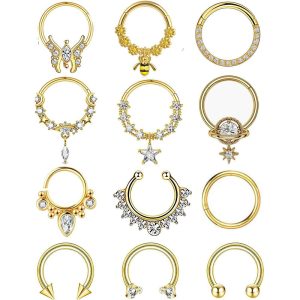 12-Piece Seamless Stainless Steel Zircon Nose Ring Earrings Half Open Nose Ring Multifunctional Earrings