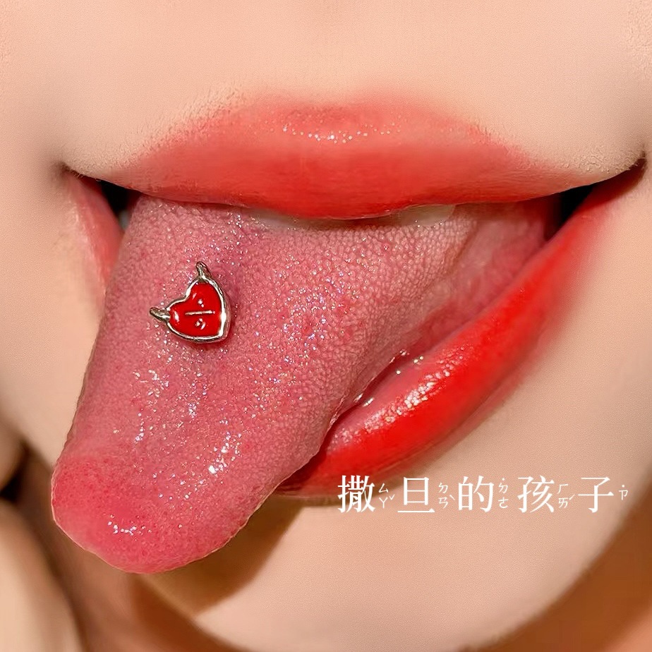 Satan's Child Devil Red Tongue Ring 316L Surgical Steel Tongue Piercing Jewelry - Image 2