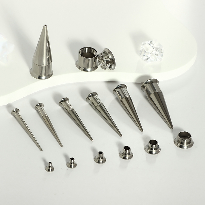Two-in-One 3-Piece Auricle G23 Titanium Pointed Cone Horn Ear Taper Expander Set for Ear Stretching - Image 4