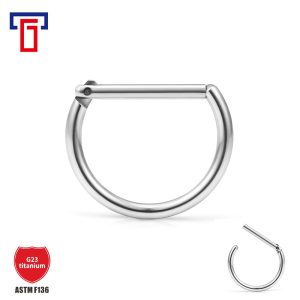 G23 Titanium D-Shaped Nose Ring Closed Loop Buckle Body Piercing Jewelry