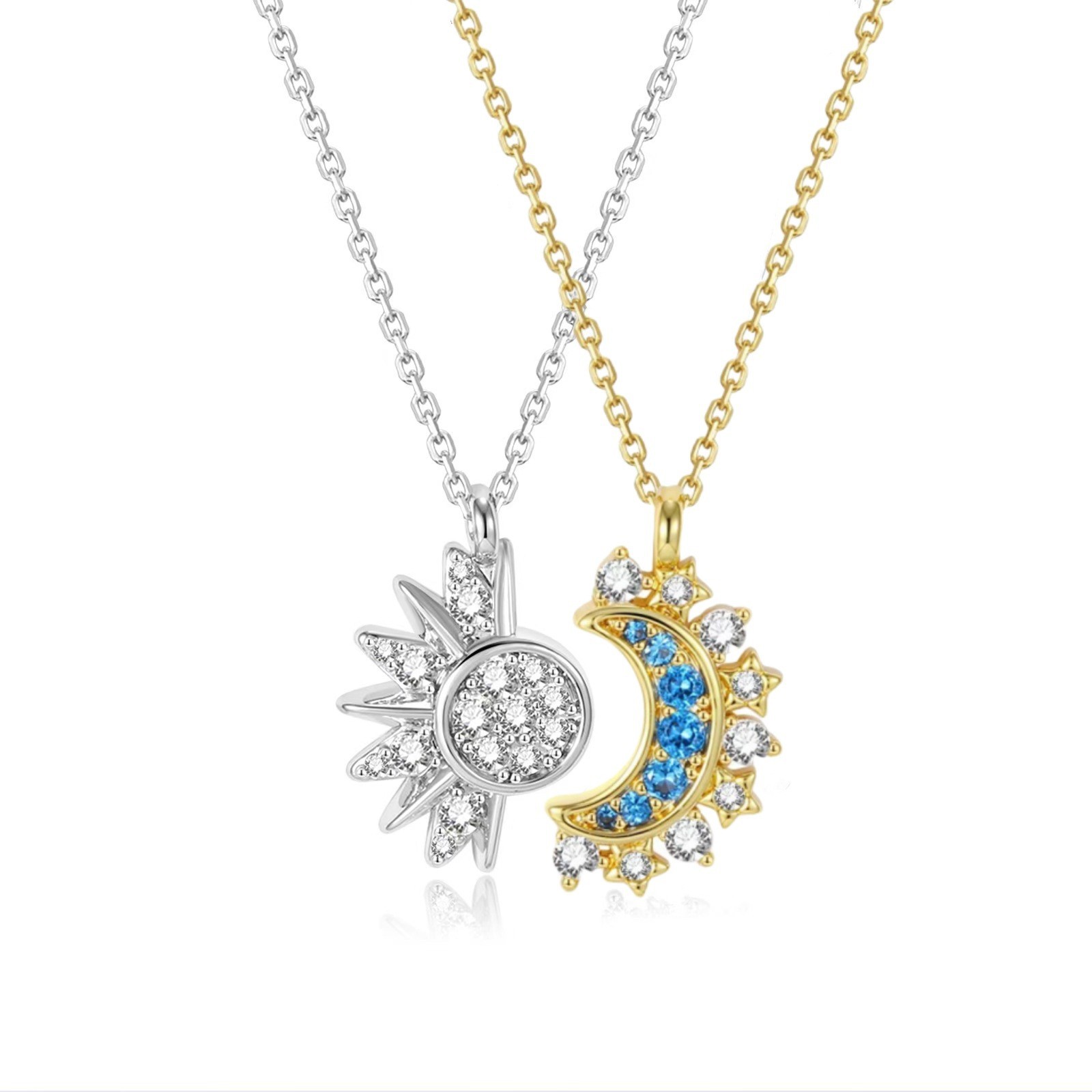 Stacked Star Moon Clavicle Chain Embracing Sun and Moon Pendant Necklace Body Jewelry - Image 4
