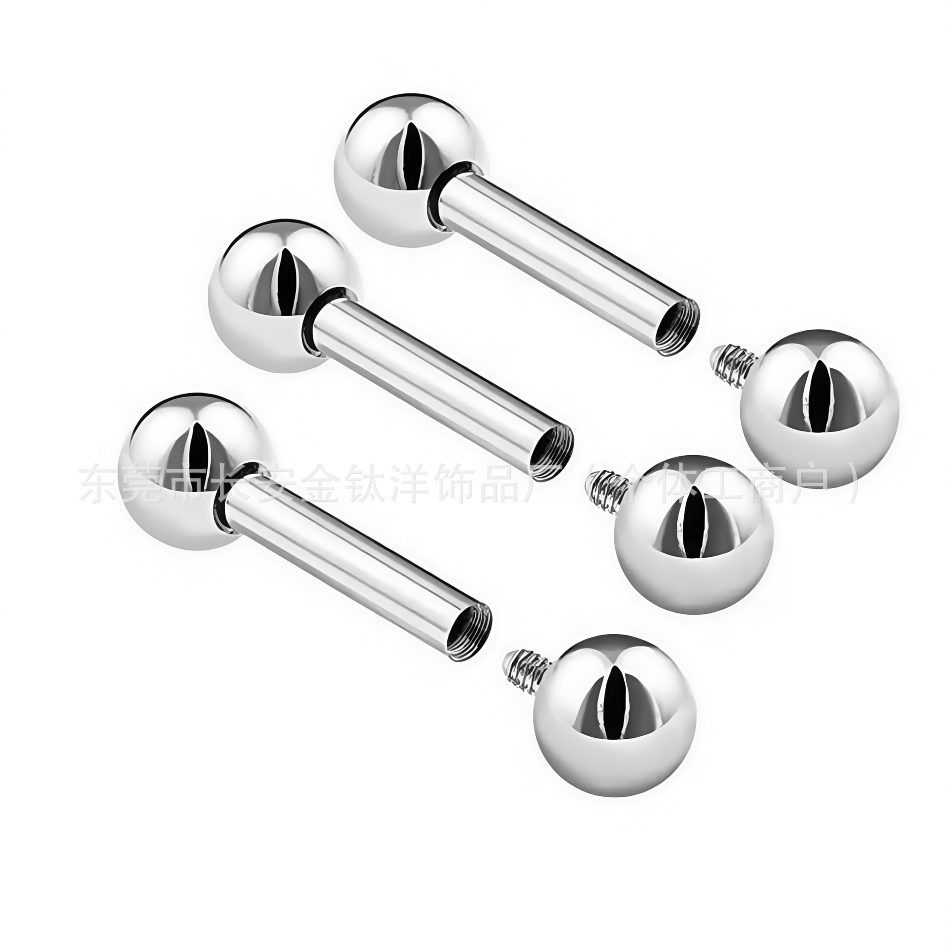 F136 Titanium Internally Threaded Round Ball Tongue Nail Ear Bone Nail Ear Bridge Breast Nail Straight Rod G23 Titanium Alloy Piercing Jewelry - Image 2