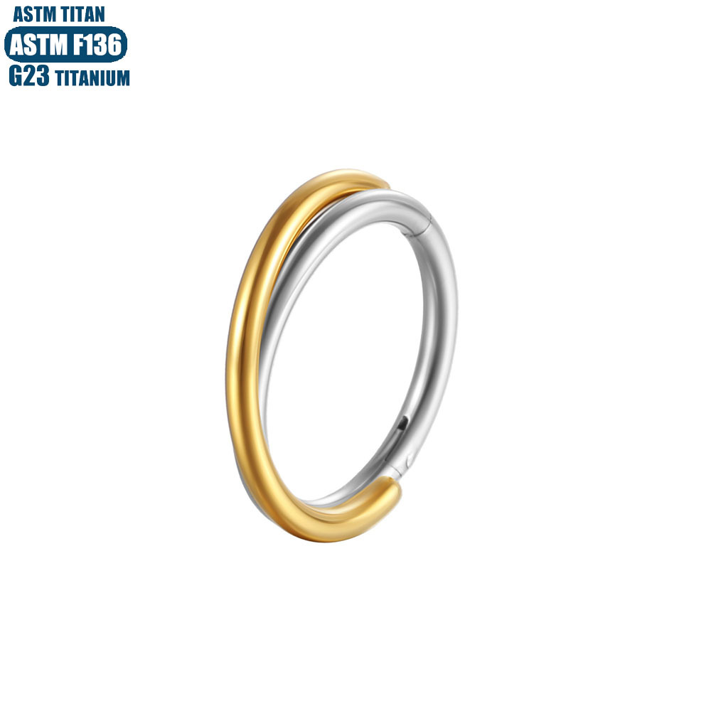 F136 Titanium Alloy Implant-Grade Nose Ring Fork Double Color Seamless Ring Nose Septum Ring Pierced Earrings Cartilage Ear Bone Nail - Image 3