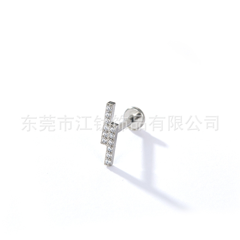 Titanium Ear Bone Nail Square Triangle Inlaid with Zircon G23 Titanium Alloy Body Piercing Jewelry Ear Nail - Image 2