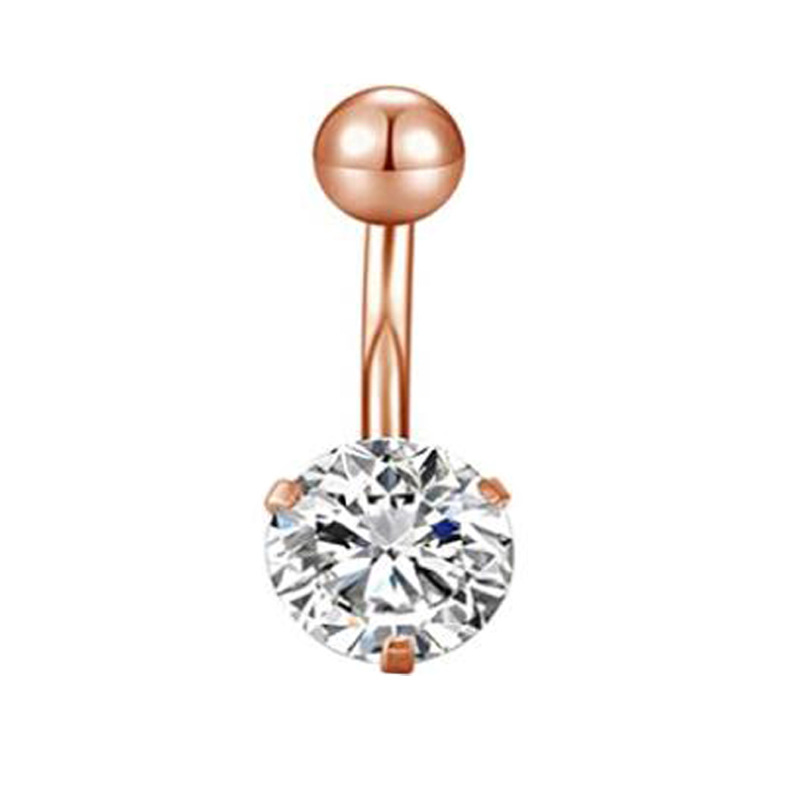 Stainless Steel Belly Button Ring with Zircon Geometric Design - Simple Style Belly Piercing Jewelry - Image 4