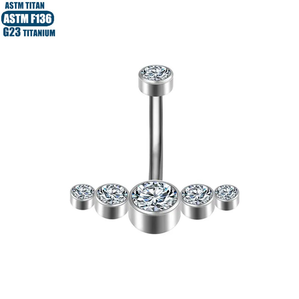 F136 Implant Grade Titanium Alloy Belly Nail Ring Abdominal Piercing Belly Nail Diamond Thread Inner Teeth Body Puncture Jewelry Silver 1.6*10mm - Image 3