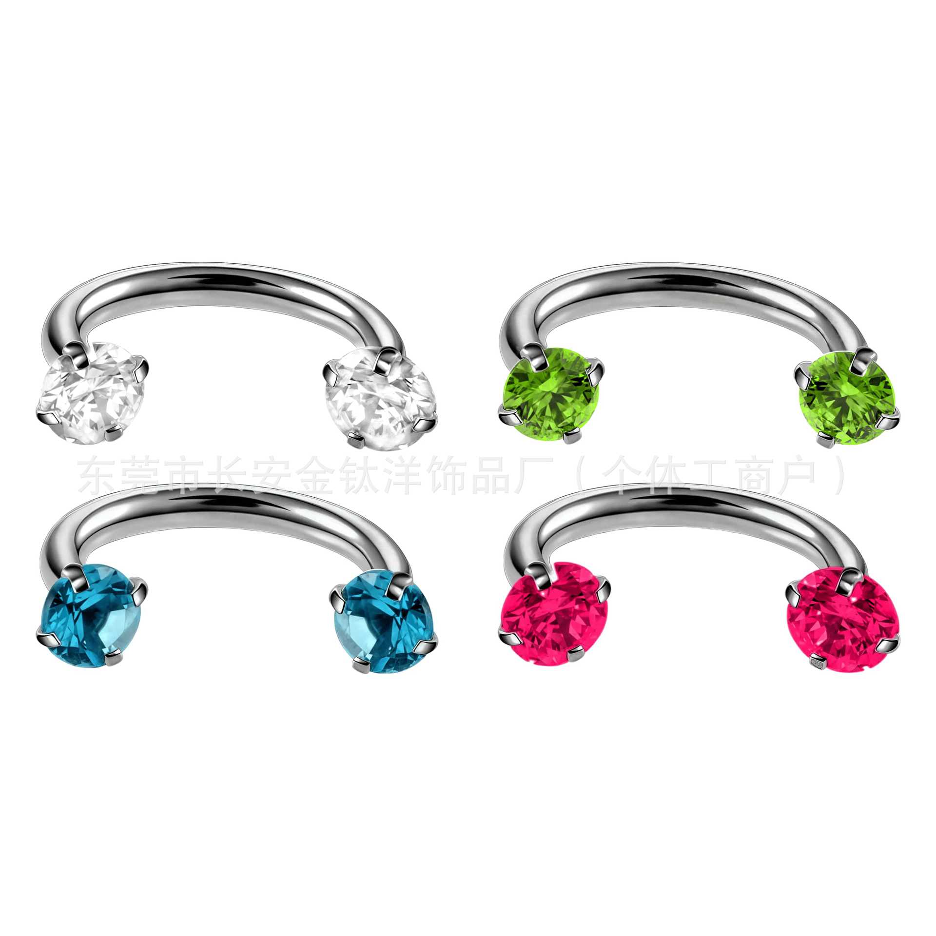 F136 Titanium Internal Thread Horseshoe Ring 5A Zircon Claw Zirconium Lip Ring Nose Ring Ear Bone Stud G23 Titanium Alloy Piercing Jewelry - Image 5