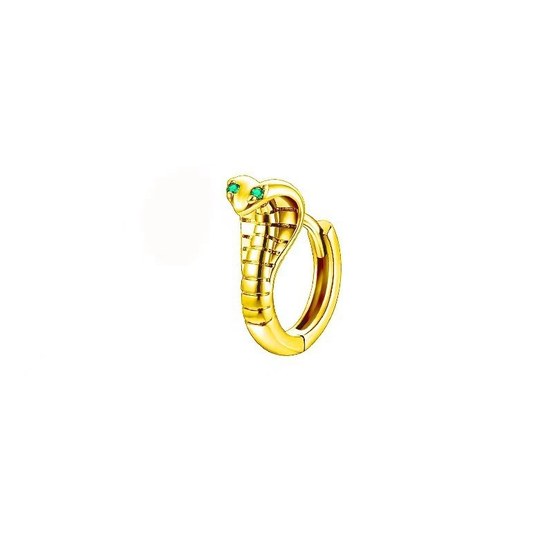 Vintage Cobra Snake Earring for Men, Hip Hop Gothic Style Single Ear Stud, Copper with Zircon - Image 3