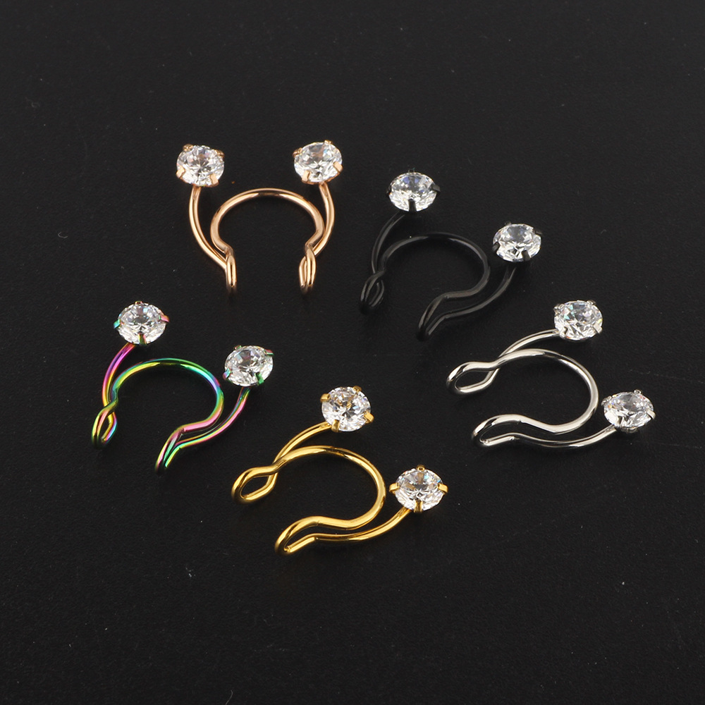 Stainless Steel Fake Nose Ring Zircon Nose Piercing Jewelry Body Nose Clip - Image 4