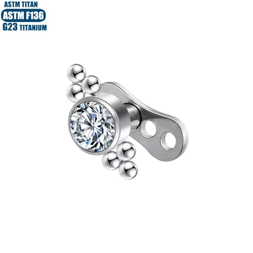 G23 Titanium Buried Nail Welding Ball Internal Thread Body Piercing Jewelry Clavicle Skin Graft Nail with Base - Image 2