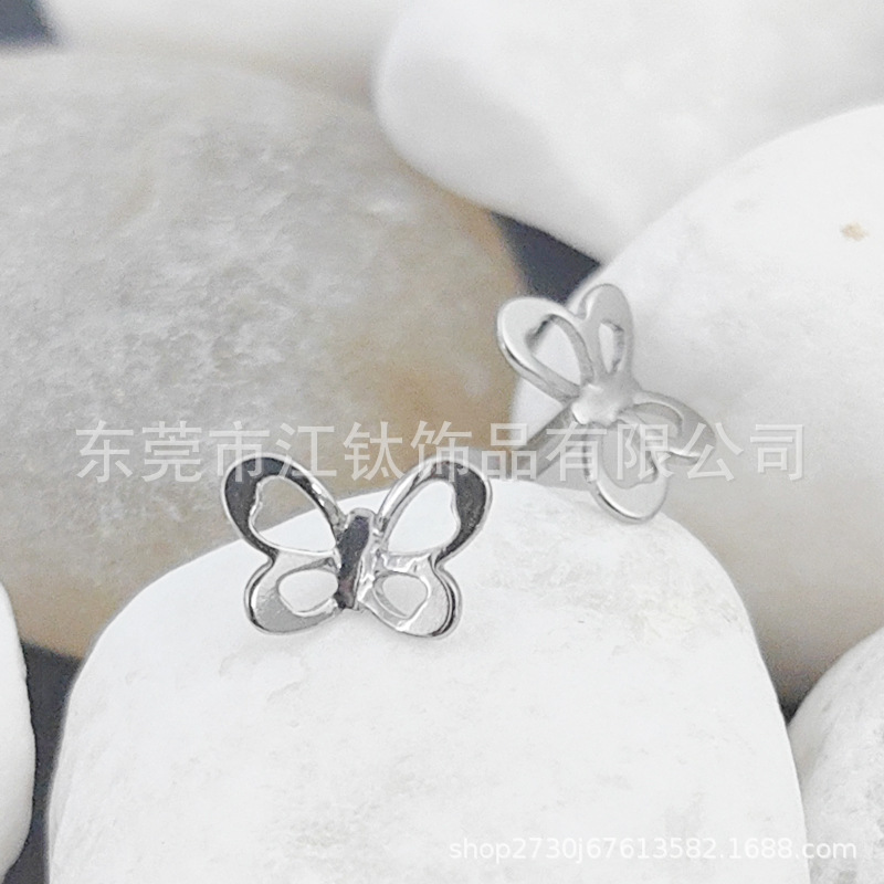 Butterfly G23 Titanium Ear Cartilage Stud Flat Back Labret Piercing Jewelry Gold 1.2x10mm - Image 2