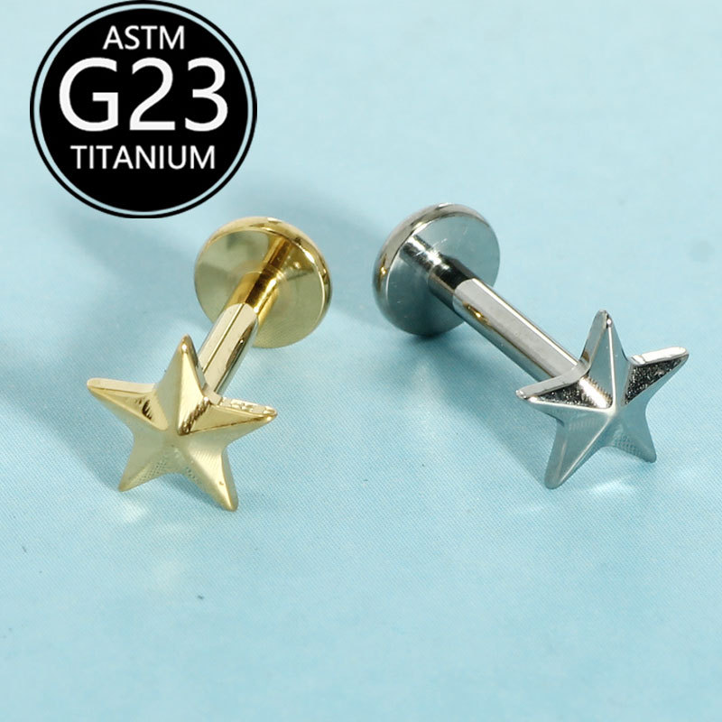 G23 Titanium Star Lip Ring Labret Stud 6-10mm Internal Thread Lip Nail Ear Bone Piercing Jewelry - Image 5