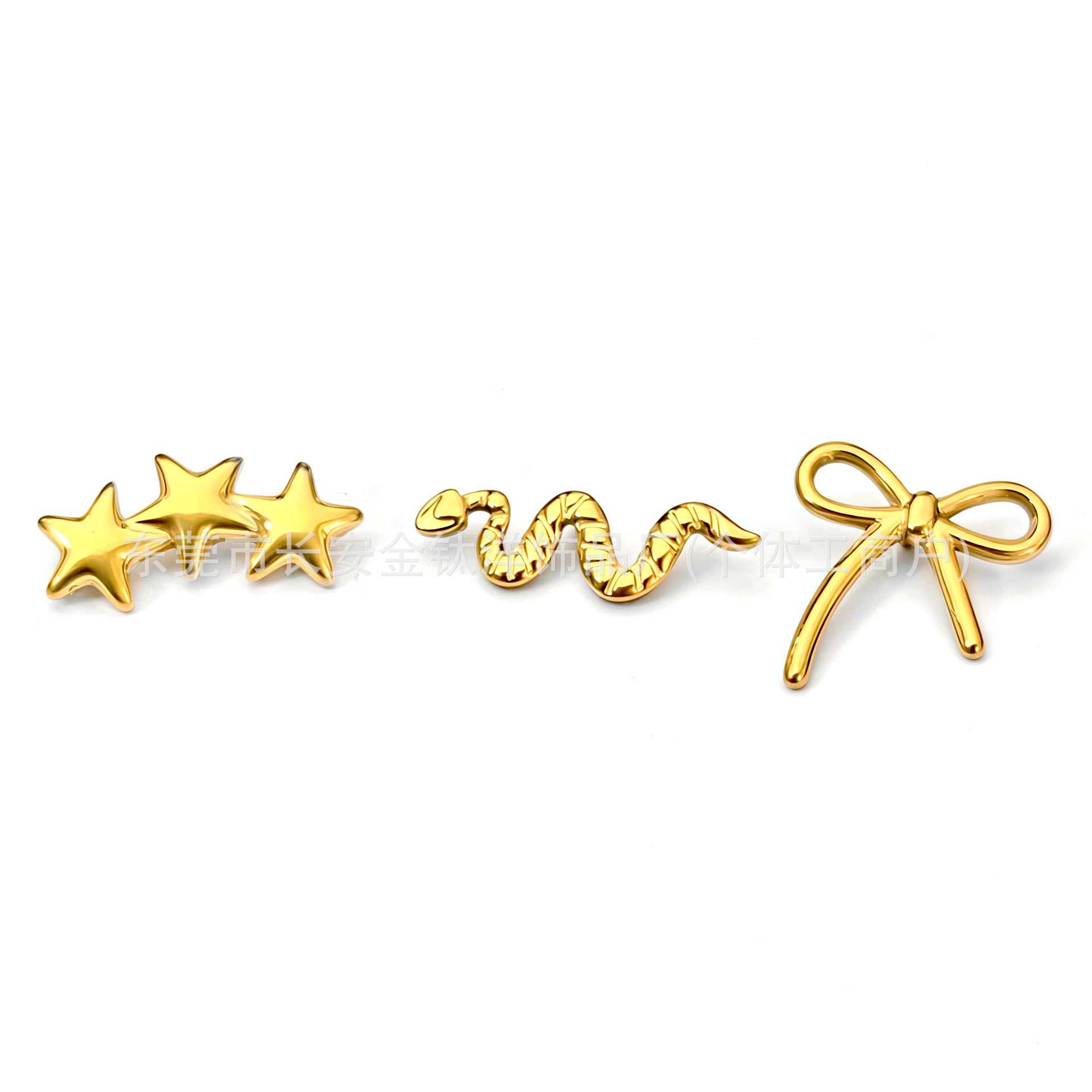F136 Titanium 18K Gold-Plated Five-Pointed Star Flower Cat Claw Bowknot Ear Stud Ear Bone Stud G23 Titanium Alloy Piercing Jewelry - Image 4