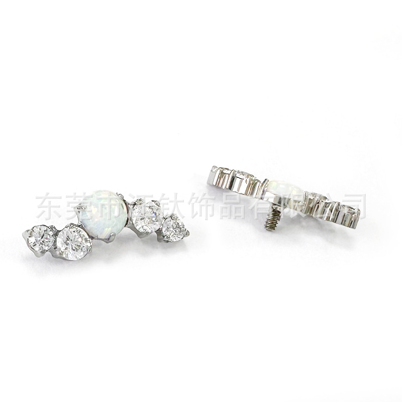 F136 Titanium Earrings Inlaid with Aobao Zircon - G23 Titanium Alloy Cartilage Stud Ear Nails for Men and Women - Image 5