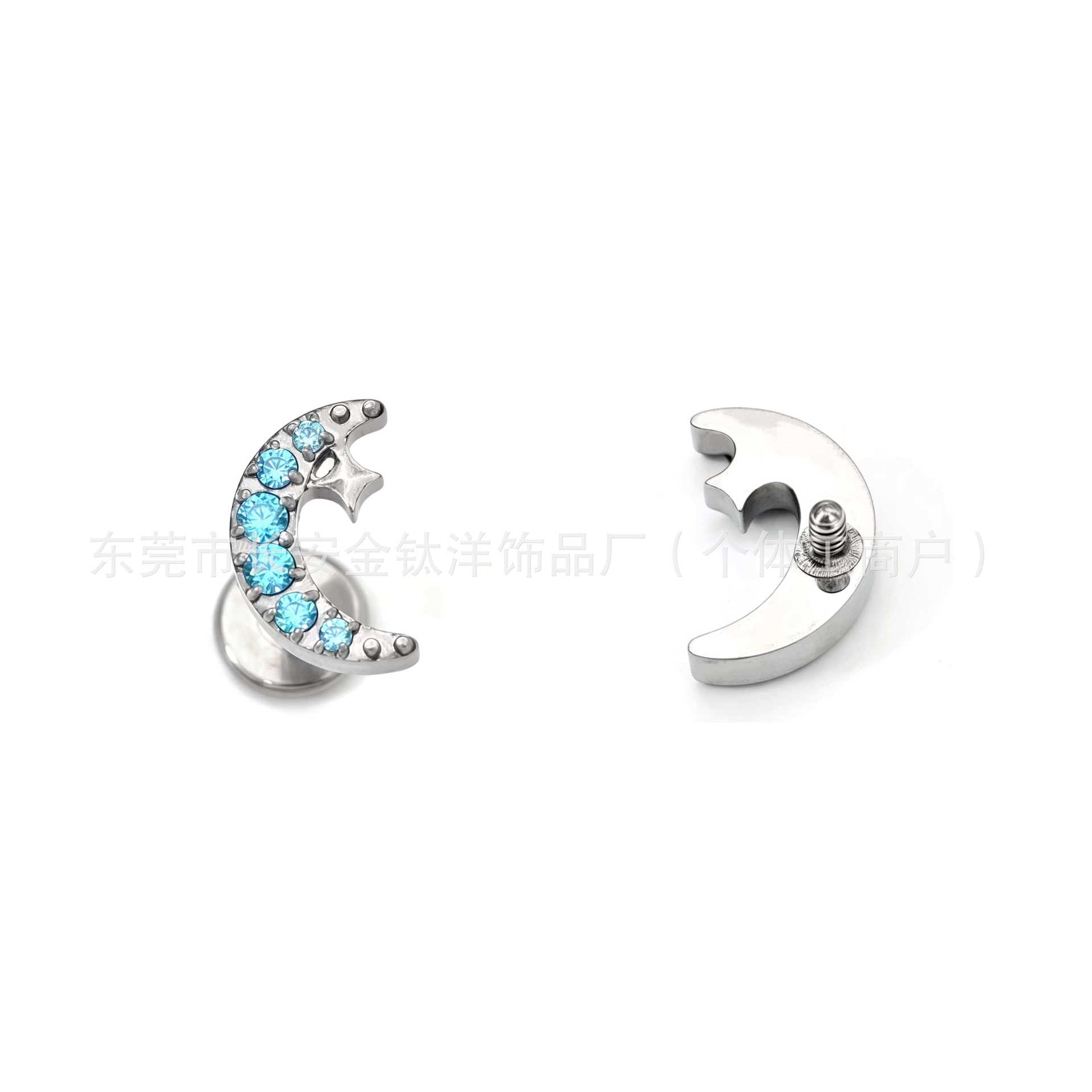 F136 Titanium Moon Star Zircon Ear Cartilage Stud Helix Tragus Lip Labret Piercing Jewelry G23 Titanium Alloy - Image 4