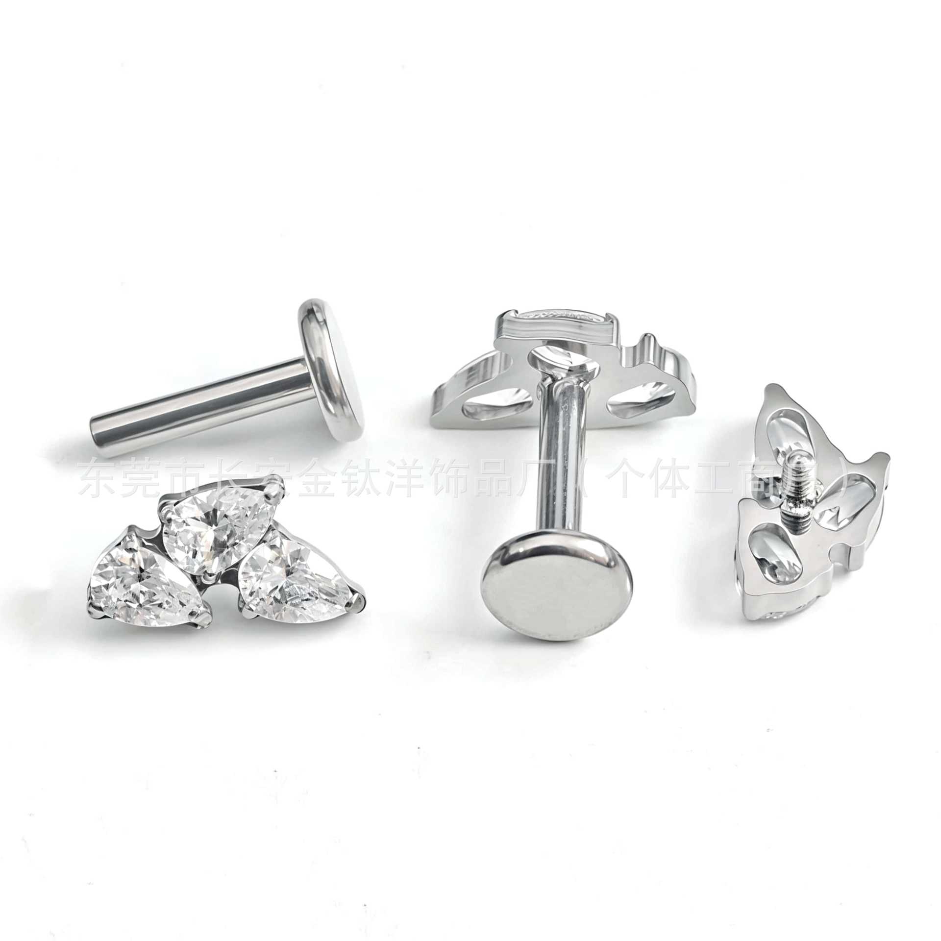 F136 Full Diamond Irregular Zircon Lip Stud, Ear Stud, Ear Bone Stud, G23 Titanium Alloy Body Piercing Jewelry - Image 3