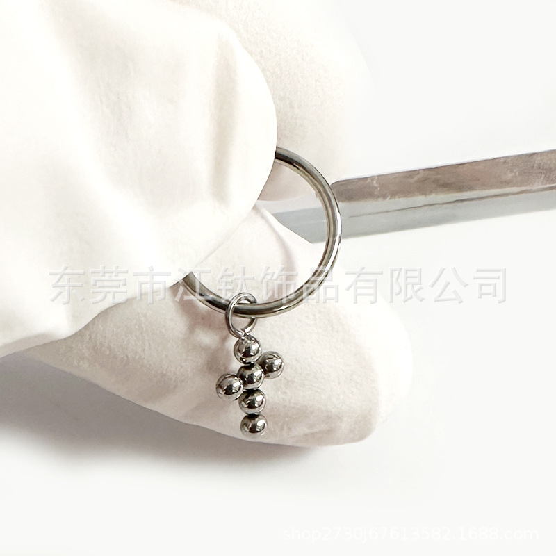 F136 Titanium Cross Earrings Stud - G23 Titanium Alloy Body Piercing Jewelry Earring Nose Ring for Men Women - Image 3