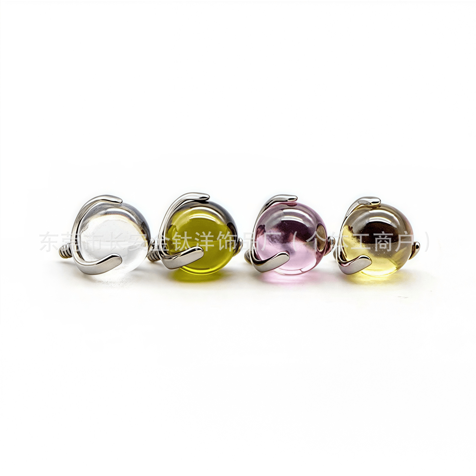 F136 Titanium Ball Three-Claw Zircon Lip Nose Tongue Nail Piercing Jewelry 1.2mm x 5.0mm - Image 3