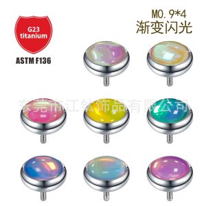 G23 Titanium Gradient Ear Nail Flash Film Oil Dropping Lip Nail - Cartilage Stud Pierce
