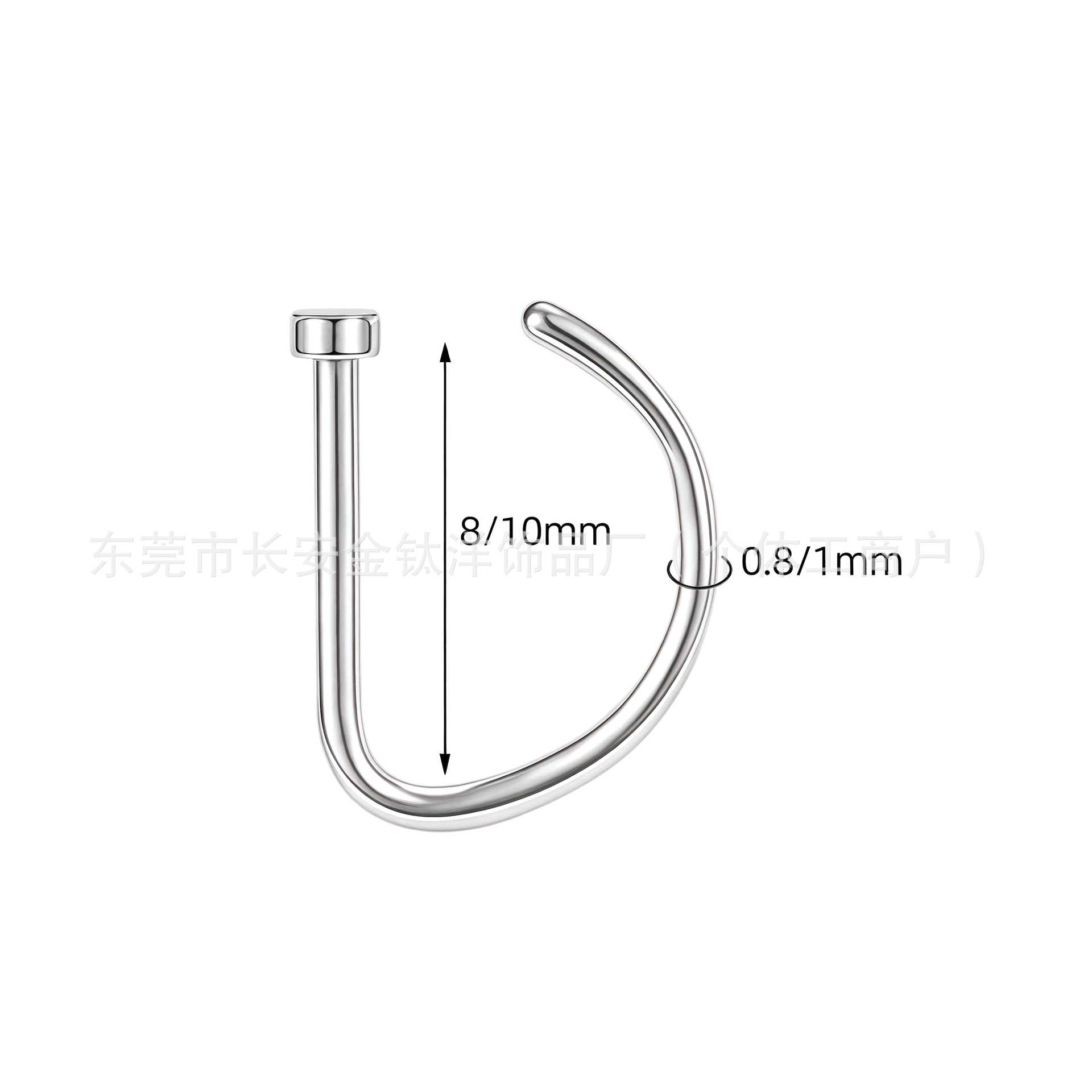 F136 Titanium D-Shaped Nose Ring Non-Porous Nose Ring Fake Nose Nail Nose Clip Nose Ring G23 Titanium Alloy Piercing Jewelry - Image 3