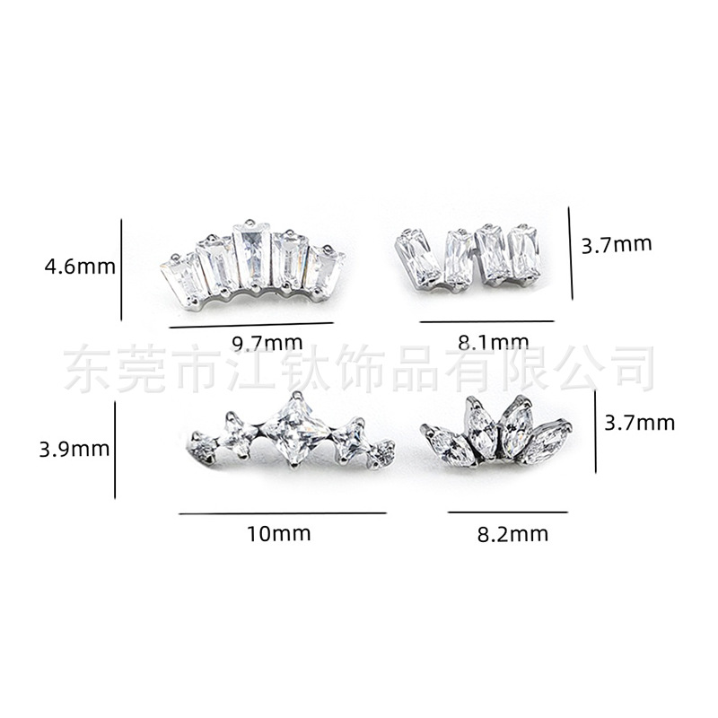 G23 Titanium Alloy Horse Eye Shape Cartilage Stud Earring with Cubic Zirconia - Image 5