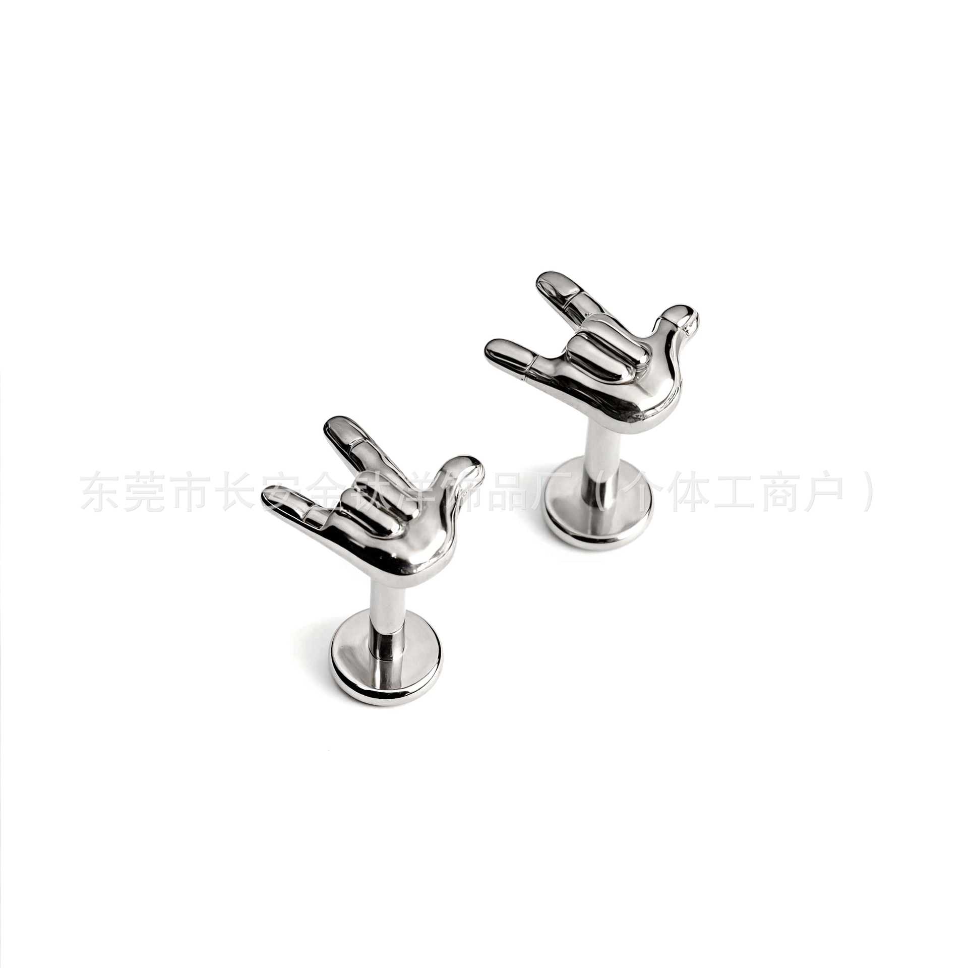 F136 Titanium Rock Gesture Funny Earring Nose Nail Lip Nail Ear Bone Nail G23 Titanium Alloy Body Piercing Jewelry - Image 3