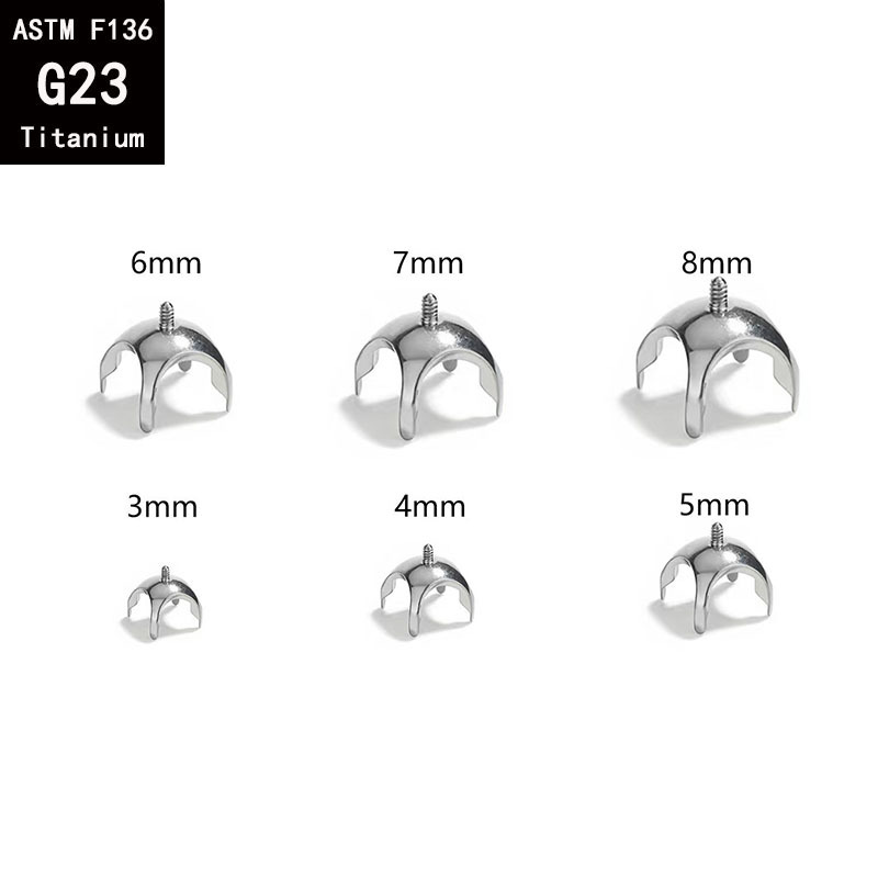 G23 Titanium Rose Cut Round Bottom Four-Prong Earring - Flat Back Labret Stud for Ear Lip Nose Piercing - Image 3