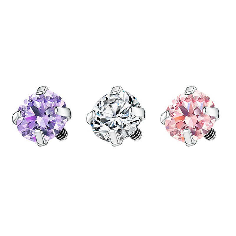 G23 Titanium Four Claw 5A White Stone Lip Nail, Replacement Head, Ear Bone Nail, External Thread Piercing Jewelry - Image 5