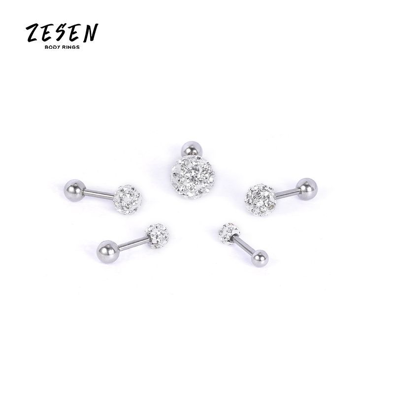 European American CZ Multi-Ball Stud Earrings Titanium Steel Lip Stud Replacement Nail Cute Ear Bone Stud Wholesale - Image 4