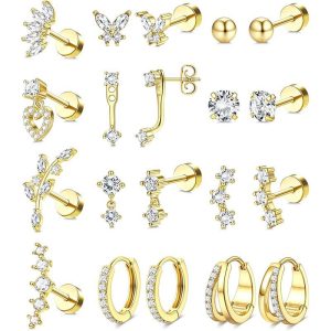 Amazon's Best-Selling 20-Piece Stainless Steel Earring Set, Butterfly Style Ear Studs, In-Stock Direct Sales