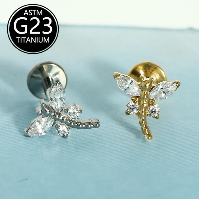 F136 Titanium Alloy Butterfly Lip Piercing Jewelry 1.2mm Rod Body Piercing Ear Nail - Image 3
