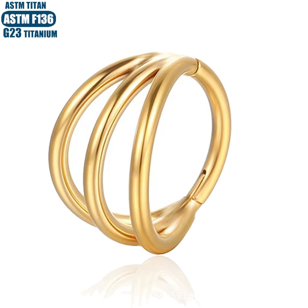 F136 Titanium Nose Ring with Hinge, Three-Pronged Seamless Open Ring for Ear Cartilage and Septum Piercing - Image 2