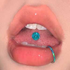 Fine Flash Acrylic Tongue Nail Steel Titanium External Thread Sweet Pink Tongue Piercing Jewelry Wholesale