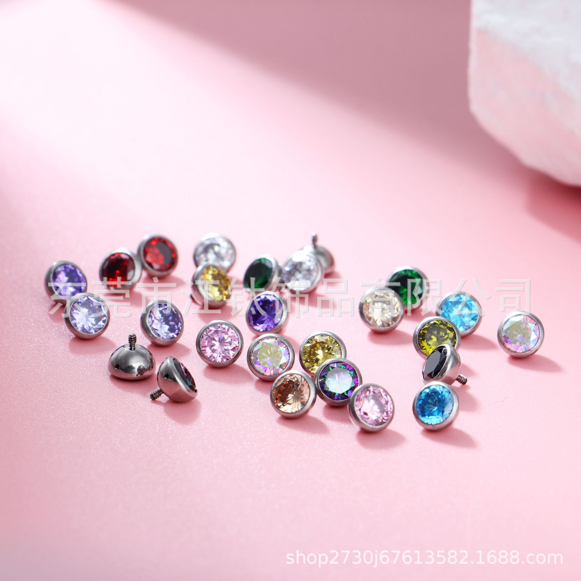 G23 Titanium Labret Stud with Zircon Gem - ASTM F136 Titanium Alloy Body Piercing Earring - Image 3
