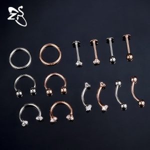 Amazon New Combination Stainless Steel Fake Nose Ring Nose Stud Personality Inner Teeth Lip Nail Invisible Eyebrow Nail Piercing Jewelry