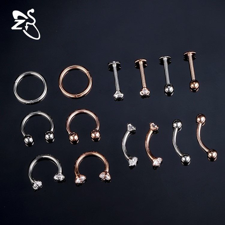 Amazon New Combination Stainless Steel Fake Nose Ring Nose Stud Personality Inner Teeth Lip Nail Invisible Eyebrow Nail Piercing Jewelry - Image 2