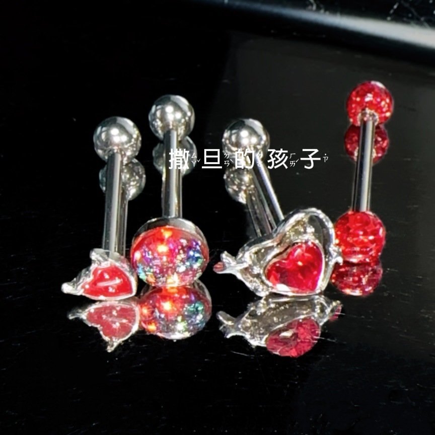 Red Truffle 316L Surgical Steel Tongue Nail Piercing Jewelry - Hot Girl Sweet Cool Style - Image 2