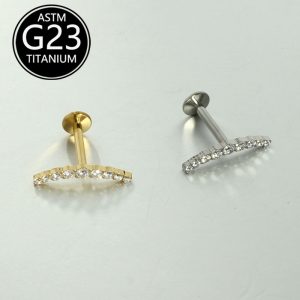 G23 Titanium Elegant Sickle-Shaped Zircon Lip Stud 16g Cartilage Stud Body Piercing Jewelry
