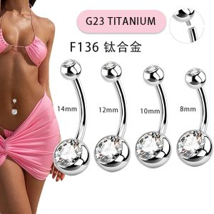 Internally Threaded Navel Ring 14G G23 Titanium Belly Button Ring with Zircon Gem