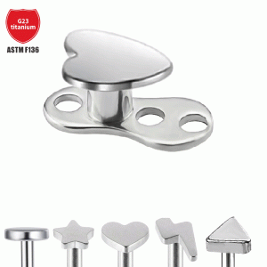 G23 Titanium Heart Implantable Nail Bone Piercing Jewelry Threaded