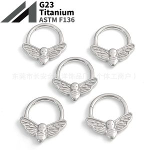 F136 Titanium Butterfly Closed Ring Pinless Hoop Earrings Lip Ring Nose Ring Seamless Ring G23 Titanium Alloy Piercing Jewelry