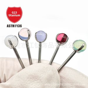 G23 Titanium Gem Tongue Barbell - Red Opal - 1.2mm x 5mm Tongue Piercing Jewelry