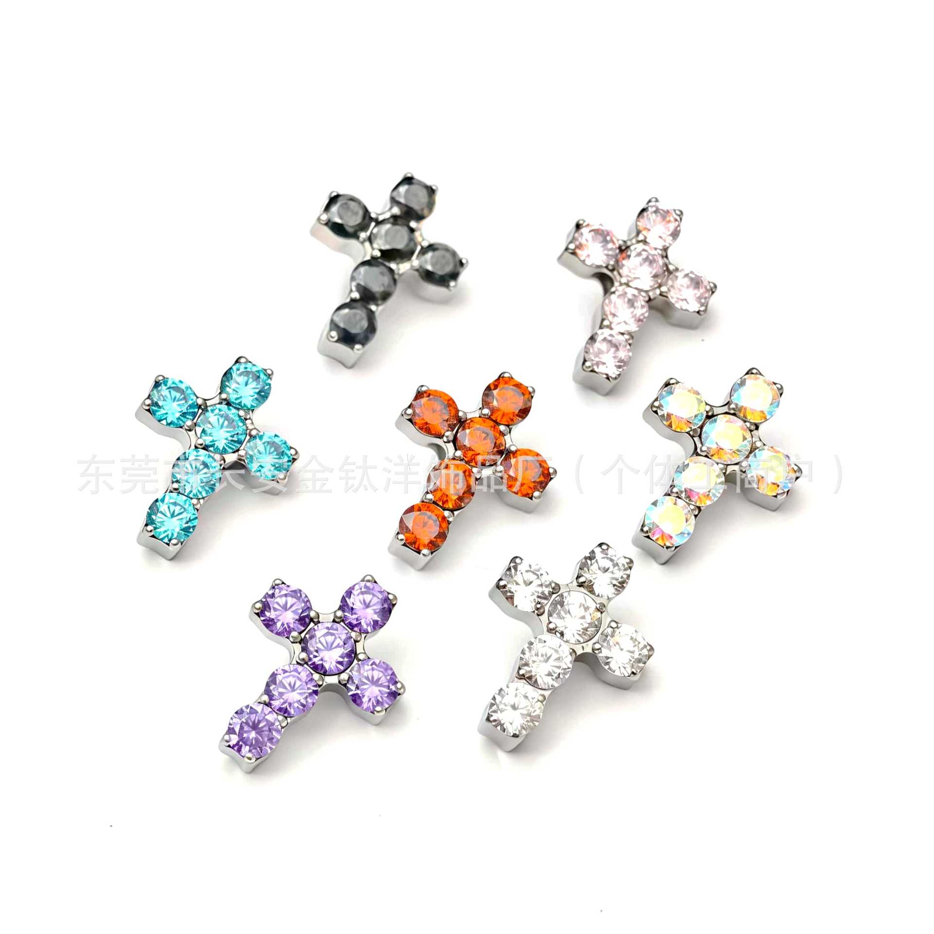 F136 Titanium Full Diamond Cross Inlaid Zircon Lip Stud Ear Stud Ear Bone Stud G23 Titanium Alloy Body Piercing Jewelry - Image 5