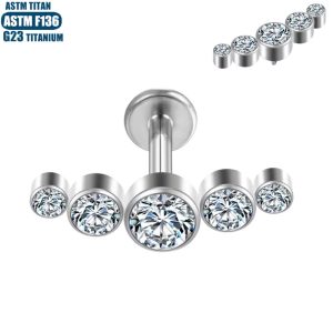F136 Titanium Alloy Tragus Earring Internally Threaded Zircon Earring Small Lip Ring Lip Jewelry