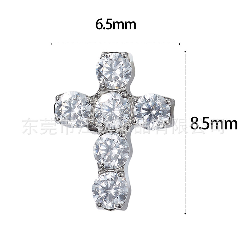 G23 Titanium Cross Ear Stud 5A Zircon ASTM F136 Piercing Jewelry Cartilage Lip Nail - Image 2