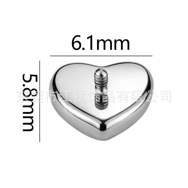 Titanium Alloy Heart-Shaped Ear Studs G23 ASTM F136 Body Piercing Jewelry JT1030 - Image 2