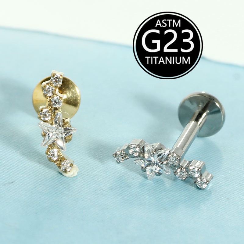 G23 Titanium Internally Threaded Lip Nail Ear Bone Stud 1.2x10mm - Image 4