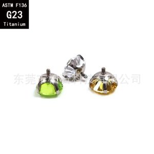 ASTM F136 Titanium 5A Zircon Bowl Bottom Curved Bottom Earrings G23 Titanium Huazi Ear Bone Nail Lip Nail Body Piercing Earrings