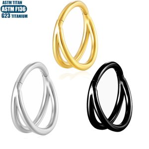 G23 Titanium Alloy Nose Ring Septum Ring Double Layer Geometric Body Piercing Jewelry Fashion Earrings